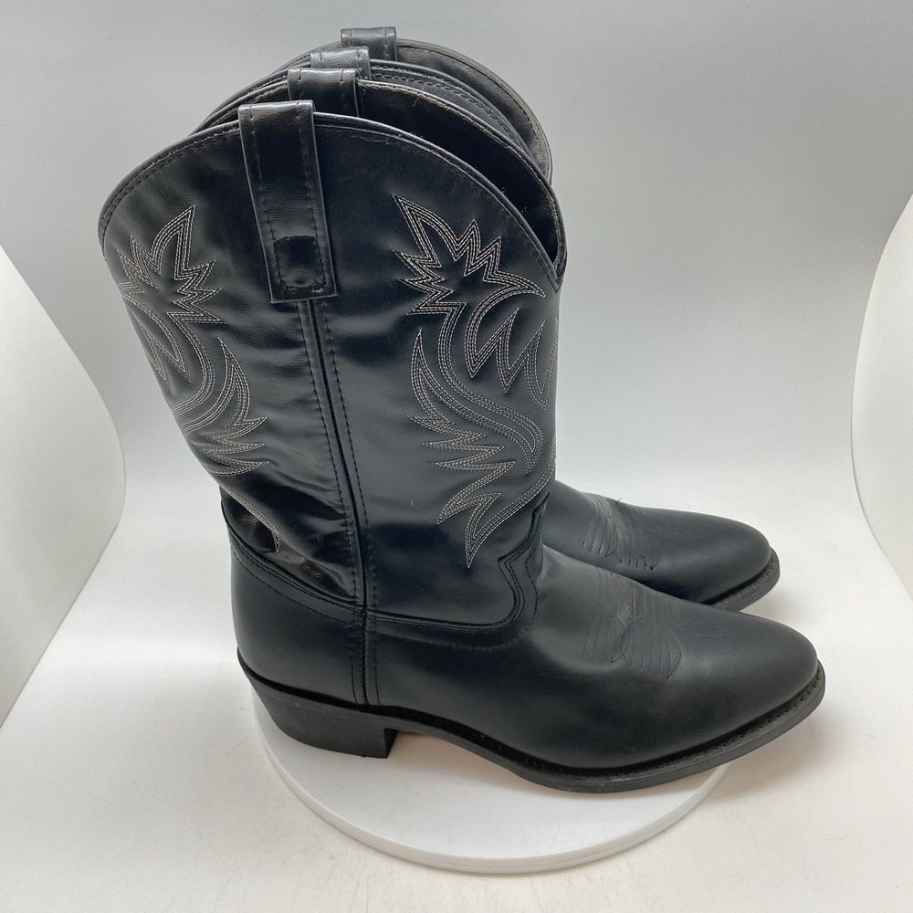 Laredo Boots Mens Size 11.5 D Black Western Cowboy Leather Pull On Almond 4210